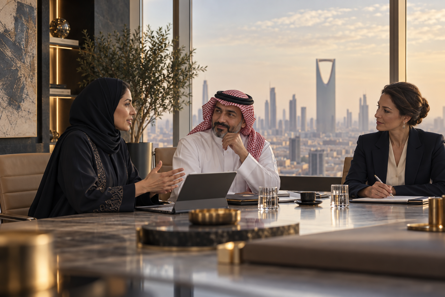 Professionals discussing a business decision